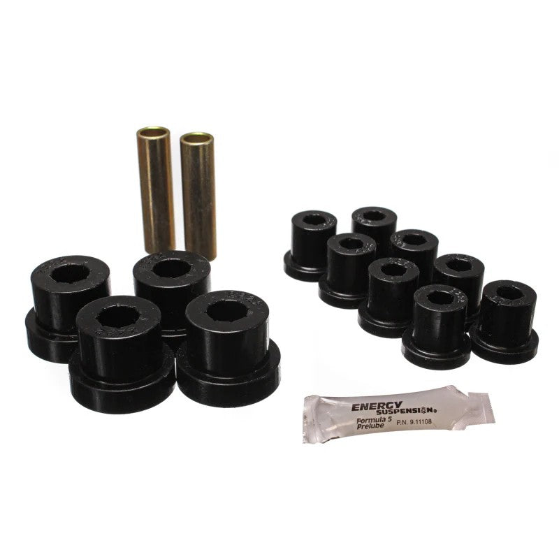 Energy Suspension 2.2115G black Hyper-Flex polyurethane leaf spring bushing set for 1976-1986 Jeep CJ5 and CJ7.