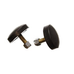 Two black Energy Suspension low profile button-style polyurethane bump stops with integrated mounting studs.