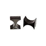 A pair of black Energy Suspension Hyper-Flex polyurethane shock reservoir isolators showing hose clamp mounting channels.