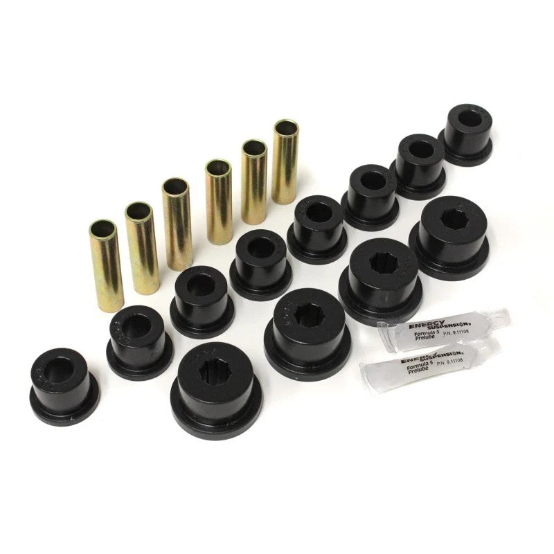 Black Energy Suspension Hyper-Flex polyurethane leaf spring bushing set for 1986-1995 Suzuki Samurai.