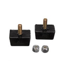 Two black Energy Suspension Hyper-Flex low profile rectangular polyurethane bump stops with integrated mounting studs