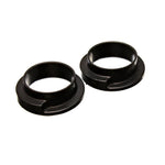 Two black Energy Suspension Hyper-Flex polyurethane universal coil spring isolators with 2-3/16 inch inner diameter.