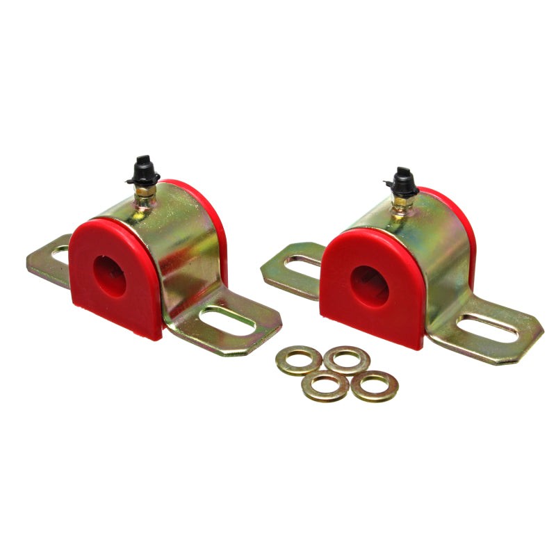 Red Energy Suspension 9.5157R 20.5mm greaseable polyurethane sway bar bushings with zinc-plated brackets and Zerk fittings.