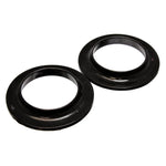 Pair of black Energy Suspension Hyper-Flex polyurethane coil spring isolators showing 3-3/4 inch inner diameter.