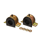Pair of Energy Suspension black 35mm greaseable sway bar bushings with zinc-plated brackets and zirc fittings.