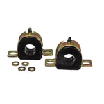 Energy Suspension black 35mm polyurethane greaseable sway bar bushings with zinc-plated metal brackets and zerk fittings.