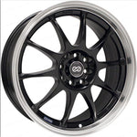 Enkei J10 ten-spoke wheel in matte black with a polished machined lip.