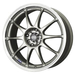 Enkei J10 ten-spoke wheel in silver paint finish with machined lip