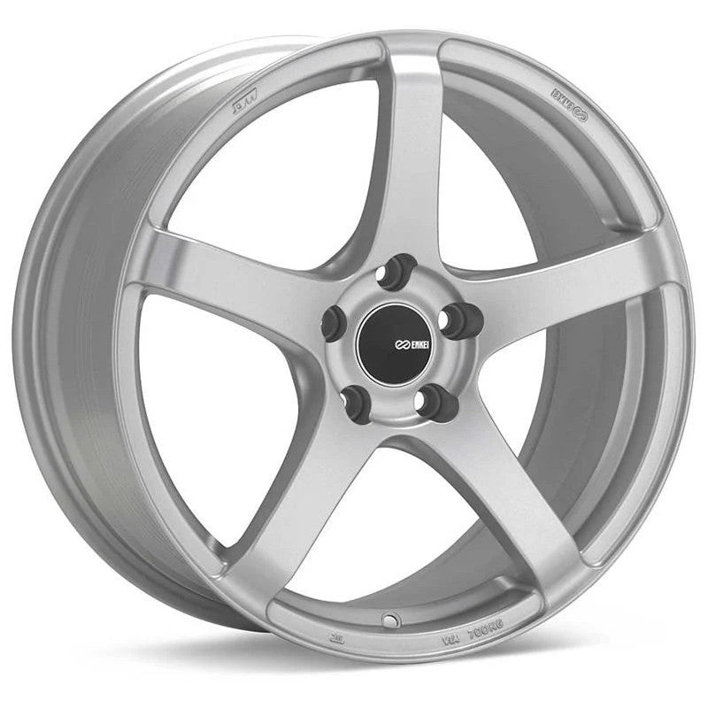 Enkei Kojin 5-spoke performance wheel in matte silver, 17x8 size with 5x114.3 bolt pattern
