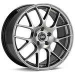 Enkei Raijin 18x8 wheel with a multi-spoke mesh design and Hyper Silver finish.