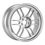 Silver Enkei RPF1 14x7 lightweight racing wheel with a 4x100 bolt pattern and +19mm offset.