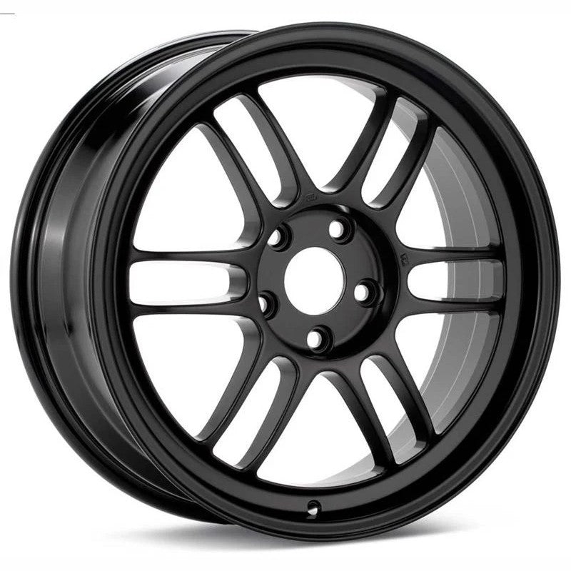 Enkei RPF1 17x9 matte black twin-spoke lightweight aluminum wheel