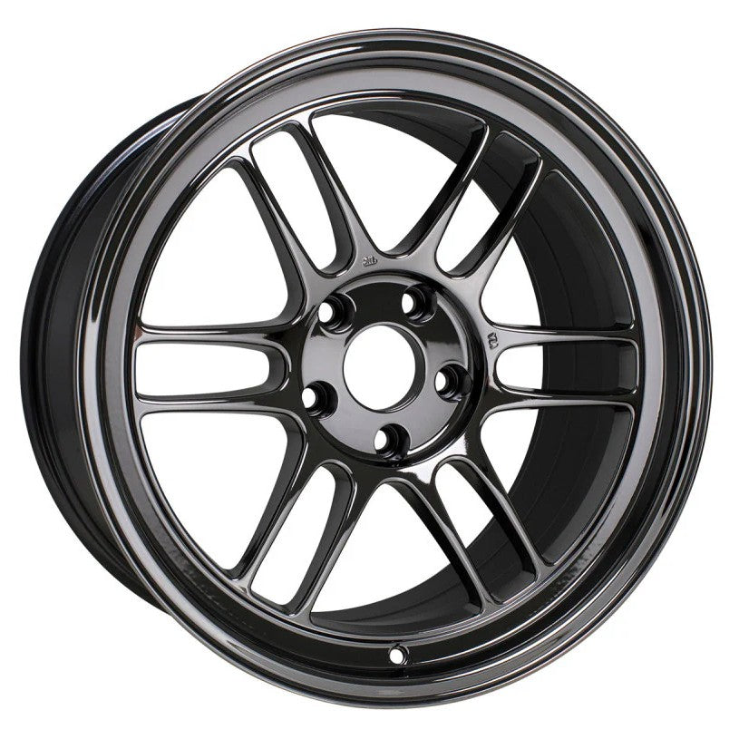Enkei RPF1 lightweight twin-spoke racing wheel in chrome-like Special Brilliant Coating SBC finish