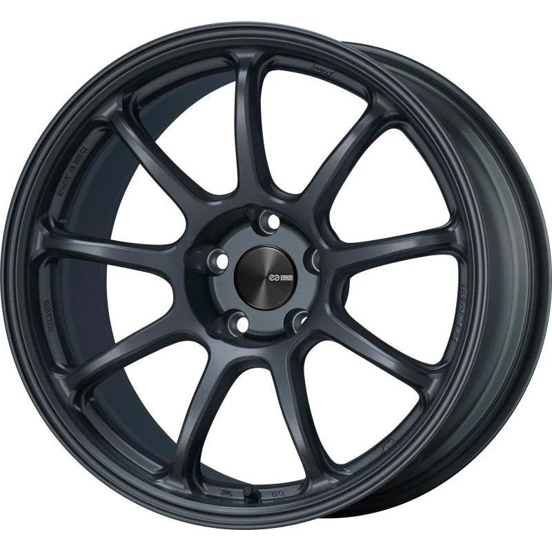 Enkei T6R 6-spoke performance wheel in a gloss gunmetal finish