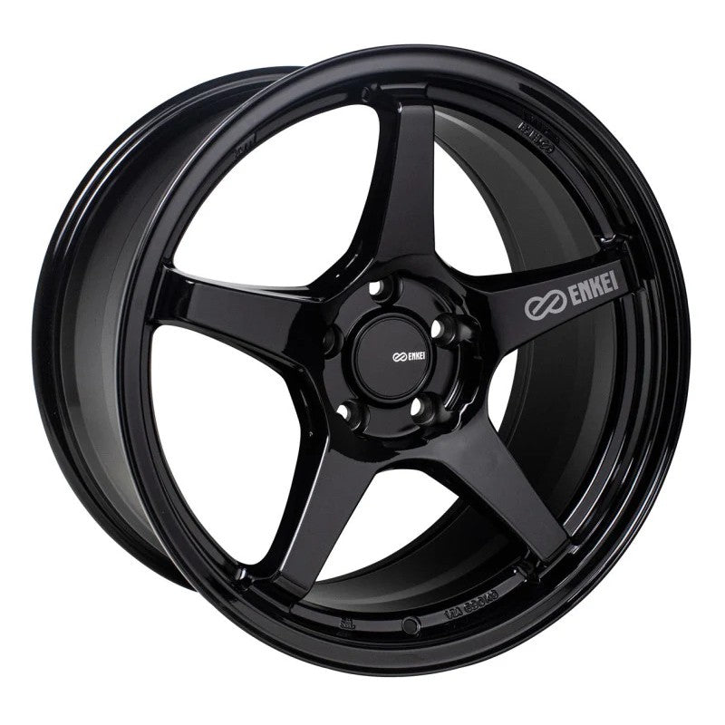 Enkei TS-5 five-spoke wheel in gloss black finish, 18x8.5 size with 5x100 bolt pattern