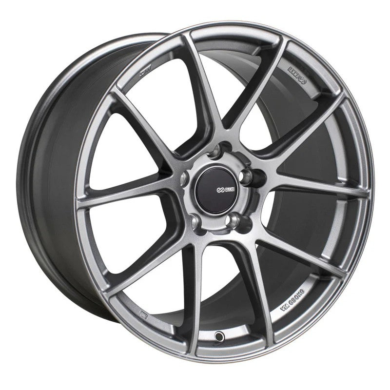 Enkei TS-V 10-spoke concave wheel in Storm Grey finish, 18x8.5 5x100 +45mm offset.