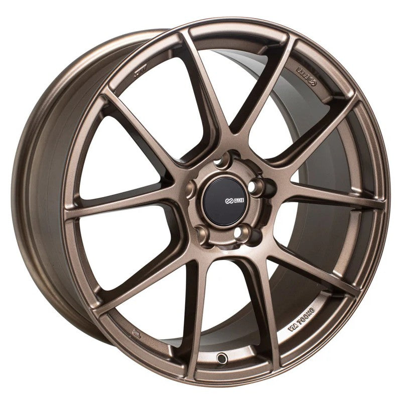 Bronze Enkei TS-V multi-spoke wheel in an 18x8.5 size with 5x114.3 bolt pattern and 45mm offset.
