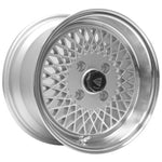 Silver Enkei Enkei92 mesh design wheel with machined lip and 4x100 bolt pattern