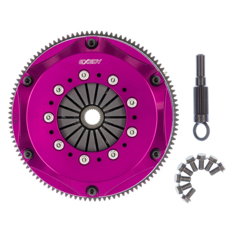 Exedy Hyper Twin cerametallic multi-plate clutch kit with forged aluminum cover and chromoly flywheel for Nissan 240SX