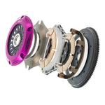 Exedy Hyper Twin multi-plate cerametallic clutch kit with forged aluminum cover and chromoly flywheel for Skyline GT-R.