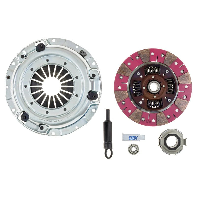 Exedy Stage 2 Cerametallic cushion button clutch disc with sprung center and high-friction puck surfaces.
