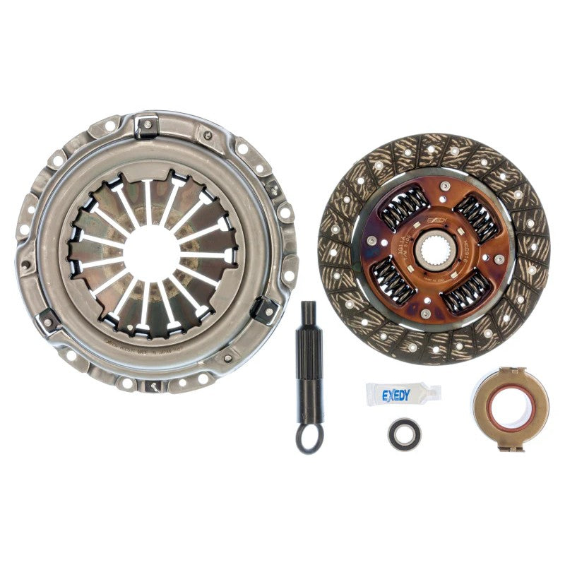 Exedy OE replacement clutch kit including pressure plate, friction disc, release bearing, and alignment tool.