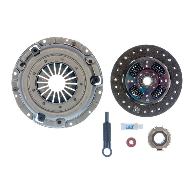 Exedy KSB04 OE replacement clutch kit featuring the pressure plate, clutch disc, and installation bearings.