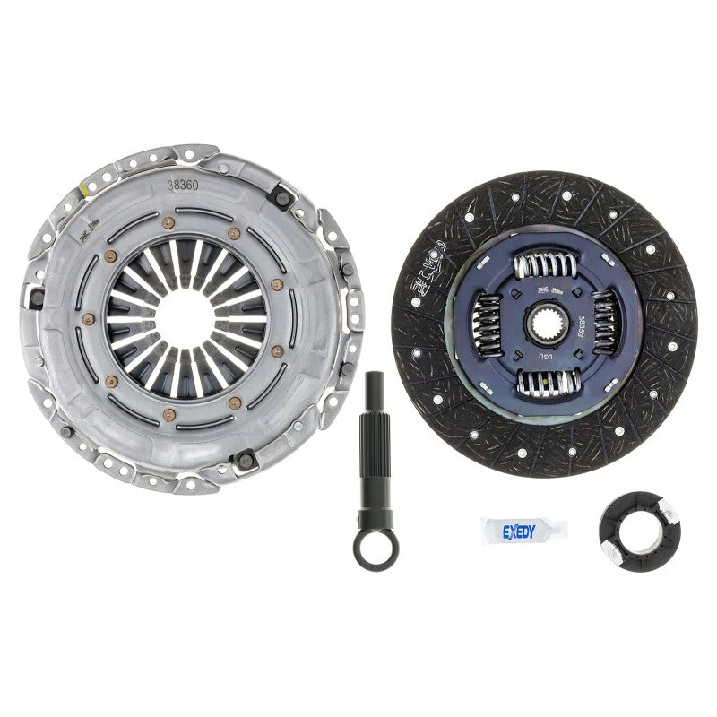 Exedy OE replacement clutch kit KIK1004 featuring pressure plate, clutch disc, and release bearing.