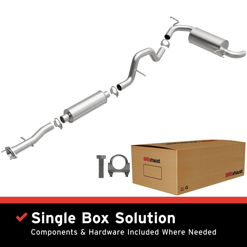 BRExhaust aluminized steel direct-fit exhaust kit 106-0351 with mandrel-bent pipes and mounting hardware.