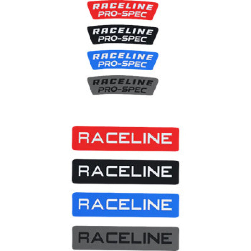 Raceline Wheels Series 13 decal kit including lip and center cap decals in blue, red, black, and gunmetal.