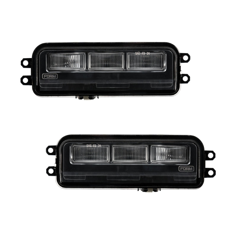 Form Lighting Type T3 White LED fog lights with blacked-out housings for select Toyota Tacoma and Tundra models.