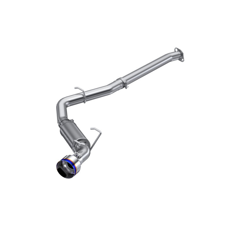 MBRP Armor Pro 3-inch T304 stainless steel cat-back exhaust with a 5-inch burnt blue tip for Subaru BRZ and Toyota GR86.