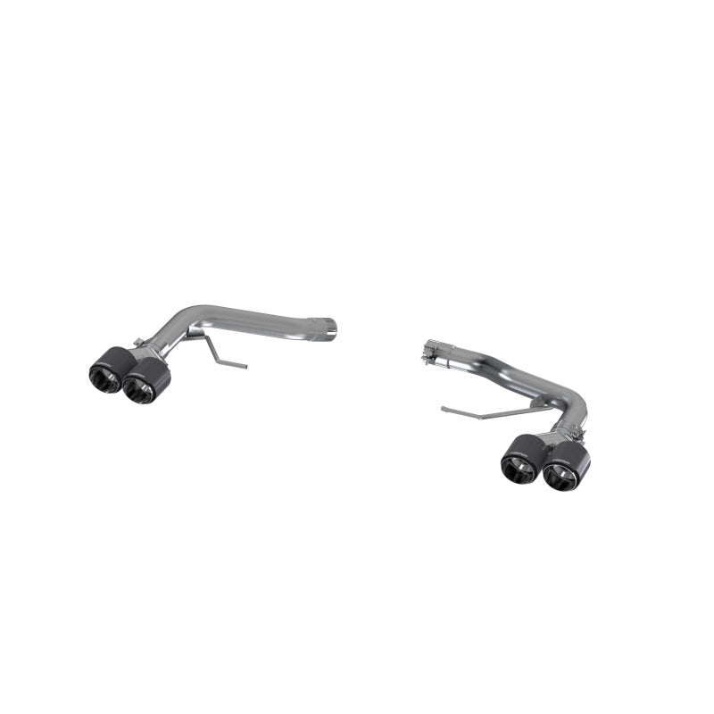 MBRP Armor Pro Series T304 stainless axle-back exhaust system with quad 4.0-inch carbon fiber tips for Porsche Macan.