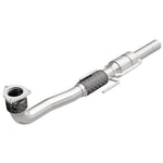 MagnaFlow 24214 stainless steel direct-fit catalytic converter with mandrel-bent tubing and barbed exhaust hangers.