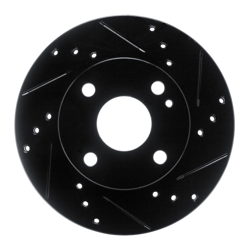 R1 Concepts front right drilled and slotted brake rotor with black finish for 1990-1993 Mazda Miata