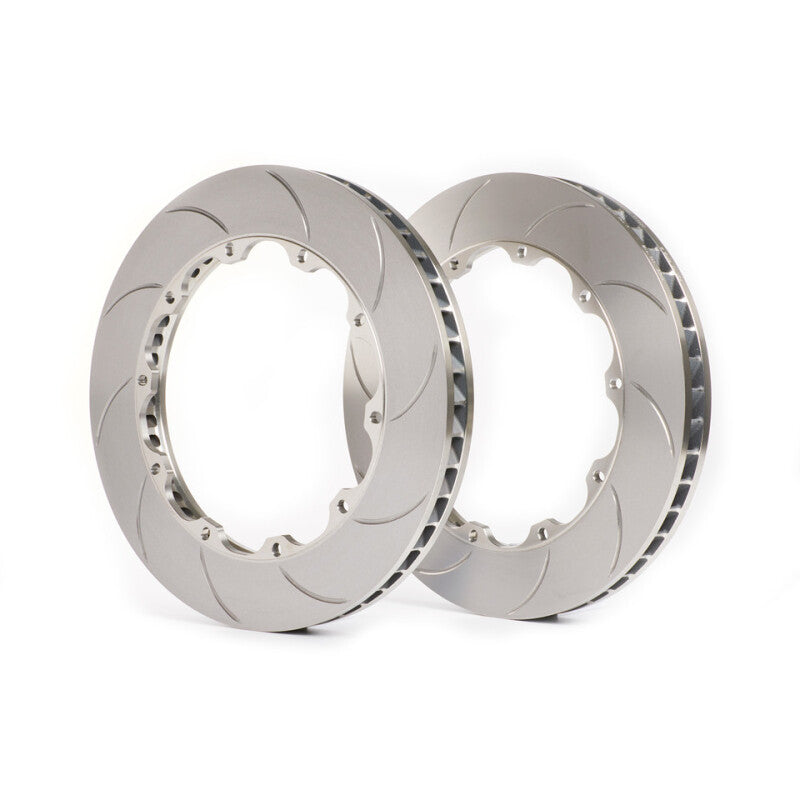 Pair of GiroDisc slotted rear brake rotor replacement rings with included mounting hardware bobbins
