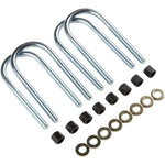 Fabtech round U-bolt set with nuts and washers, 5/8-18 thread and 12-inch length for Ford Super Duty axle.
