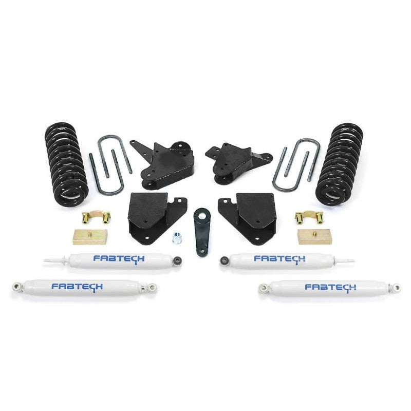 Fabtech 6-inch basic lift system with performance shocks, relocation brackets, and coil springs for Ford F-250 2WD.