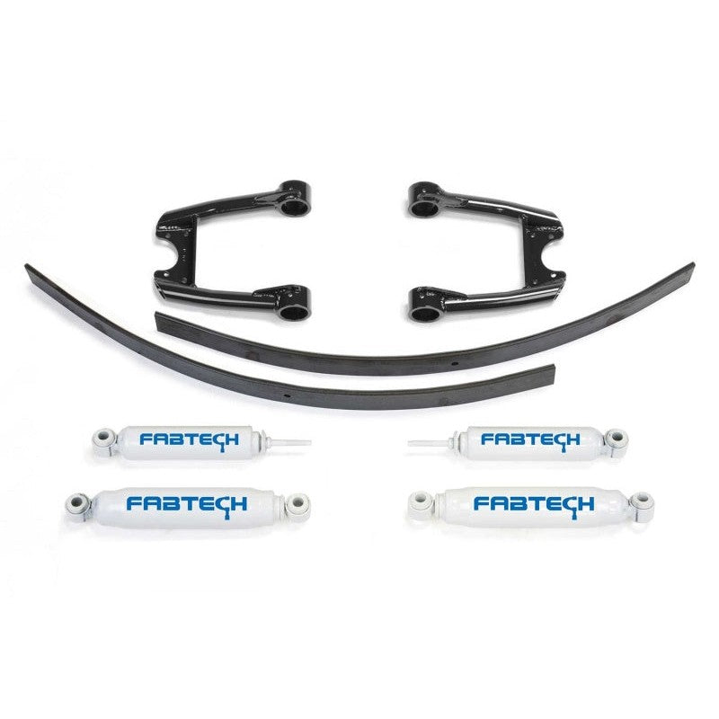 Fabtech black chromoly upper control arms with stainless steel uniballs and mounting hardware for 5-lug Toyota Pickup.