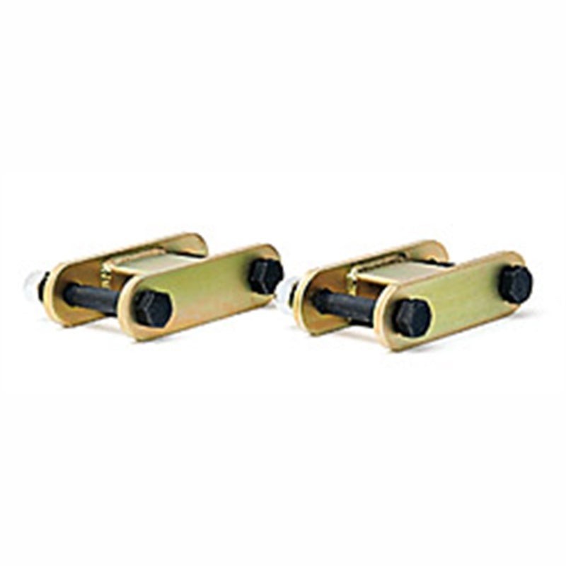 Pair of Fabtech FTS2096 3/8-inch thick steel rear lift shackles for 1995-2004 Toyota Tacoma.