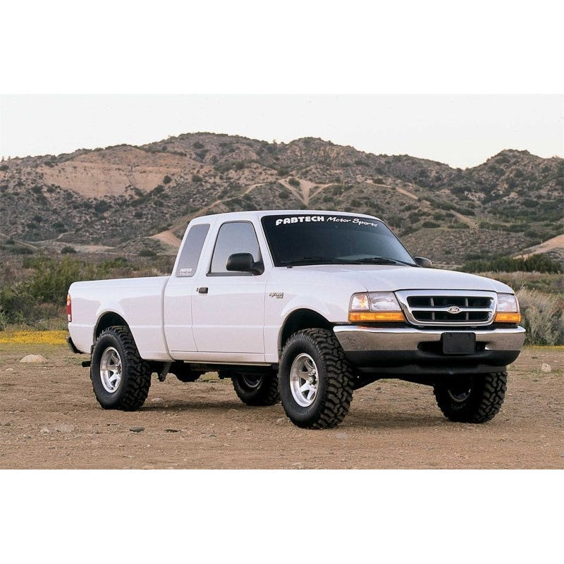 Fabtech chromoly upper control arm kit with 1-inch stainless uniballs and heat-treated pins for Ford Ranger 2WD.