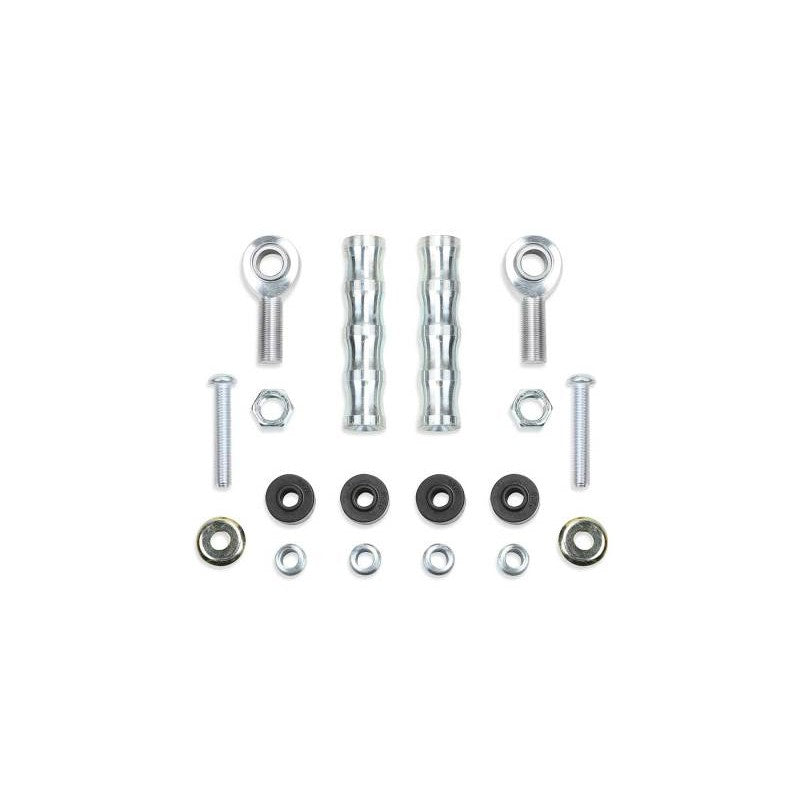 Fabtech FTS93009 rear sway bar end links with urethane bushings and offset design for Ford Super Duty trucks.