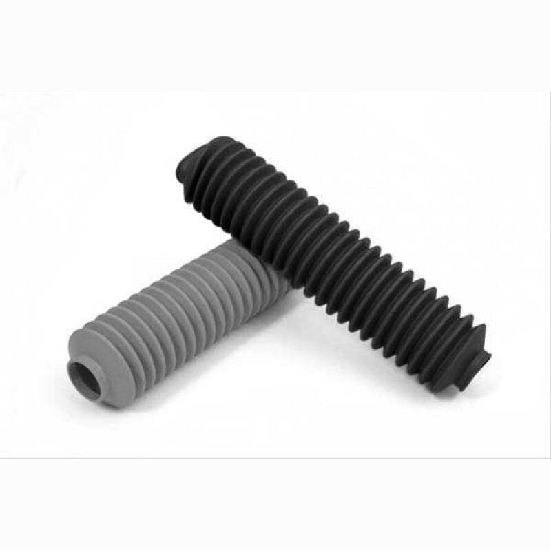 Black urethane accordion-style dust boot for performance shock absorber shafts