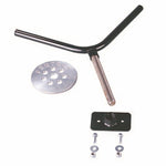 Fabtech FTT10001BK black universal spare tire flat mount base plate for truck bed installation.