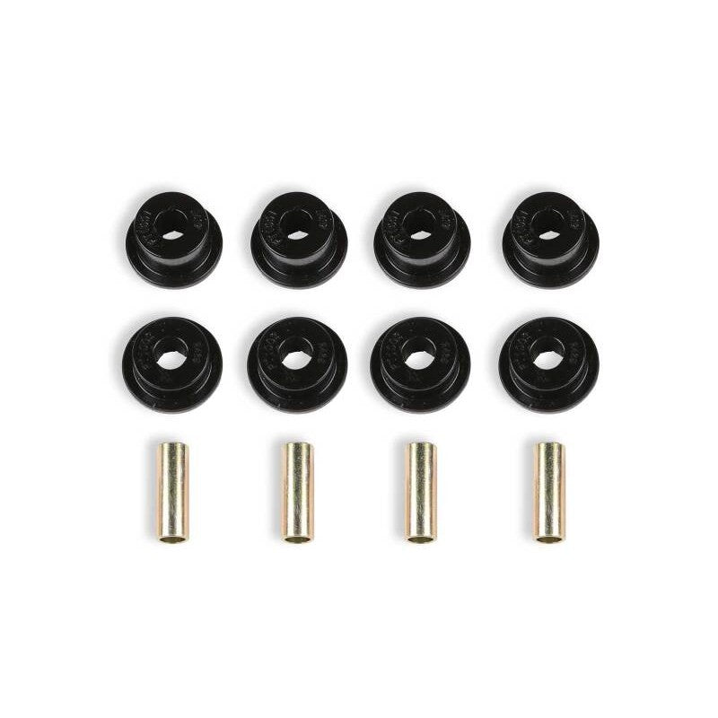 Fabtech black polyurethane upper control arm bushing kit with metal inner sleeves for FTS1500 series arms.