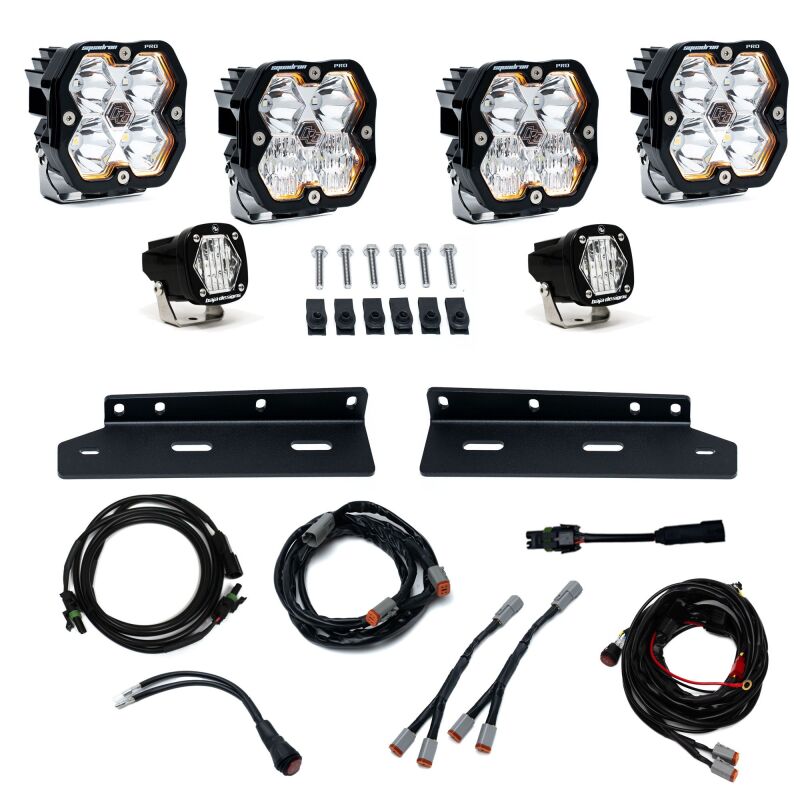 Baja Designs Squadron Pro and S1 clear LED fog light kit with black mounting brackets for 2021-2026 Ford F-150.