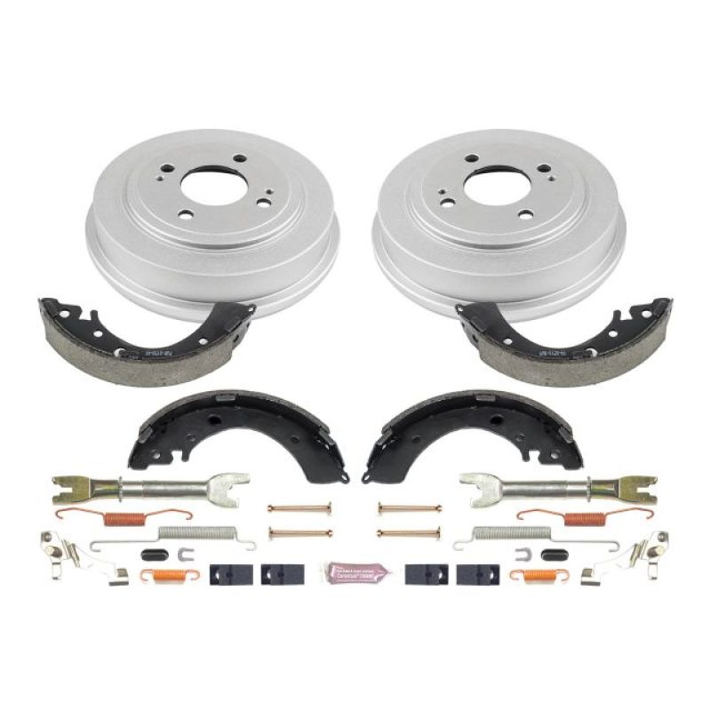 Power Stop Autospecialty rear brake kit with Evolution Premium Coated drums, shoes, and hardware for 1996-2001 Honda Civic