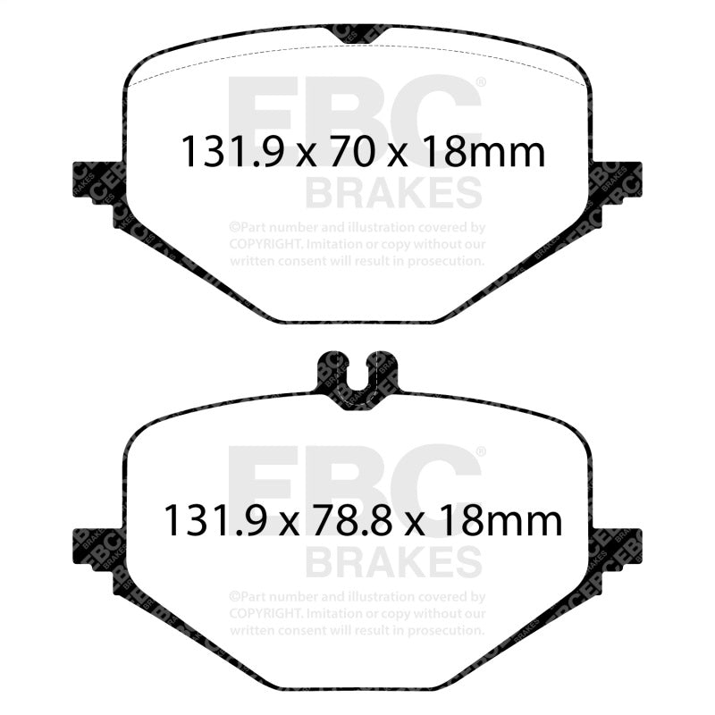 EBC Yellowstuff high-friction aramid fiber rear brake pads for Mercedes-Benz G63 AMG and GLS-Class
