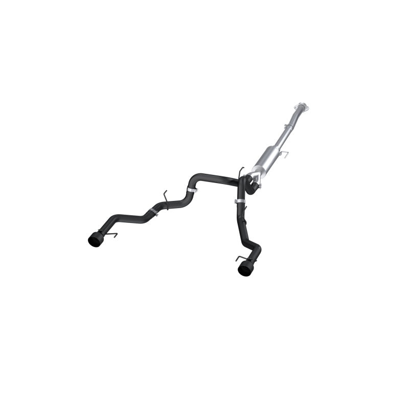 MBRP ARMOR BLK dual rear exit cat-back exhaust system with 5-inch black powder-coated tips