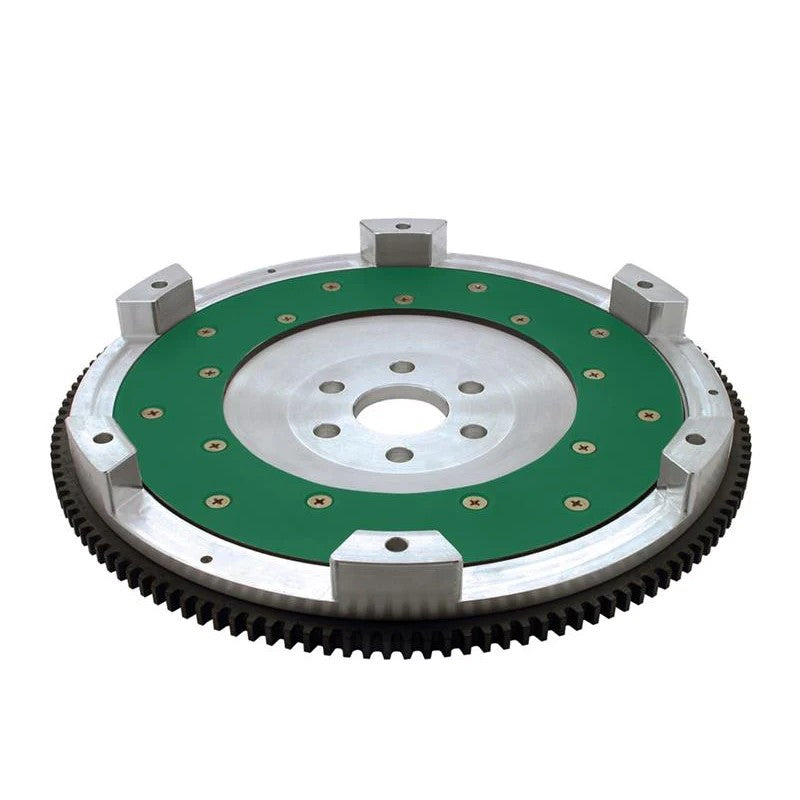 Fidanza 198281 aluminum flywheel with replaceable steel friction surface and hardened 1050 steel ring gear.